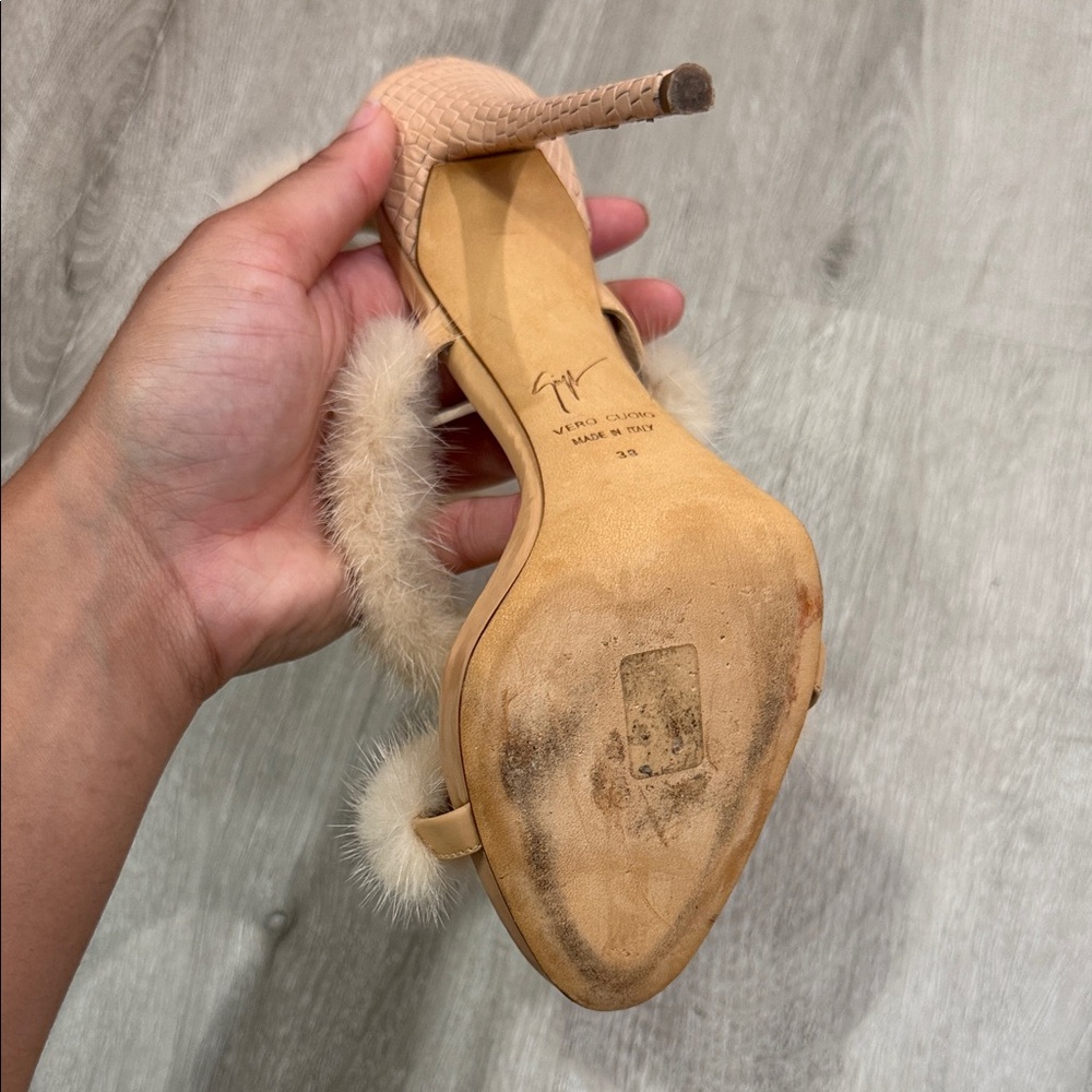 Giuseppe Zanotti Beige Fur Heels - Picture 9 of 10
